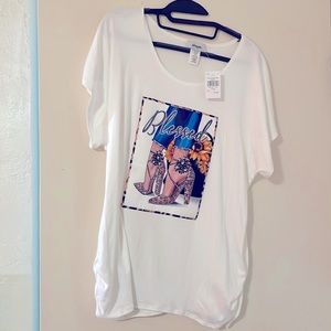 NWT White T-Shirt with Bling